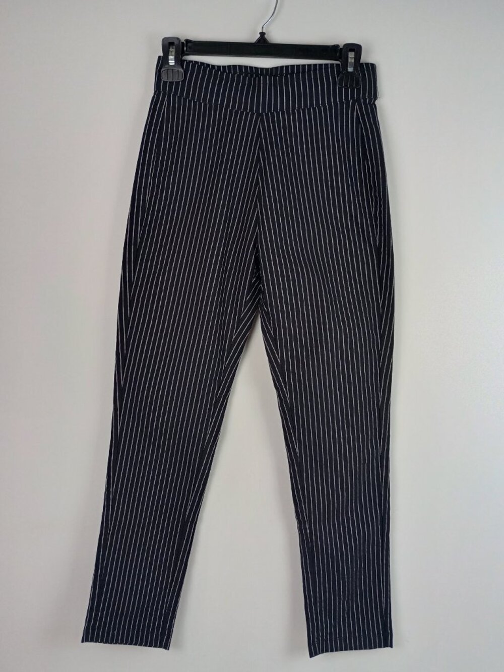 Who What Wear Womens 6 Black White Pinstriped High Rise Skinny Ankle Pants